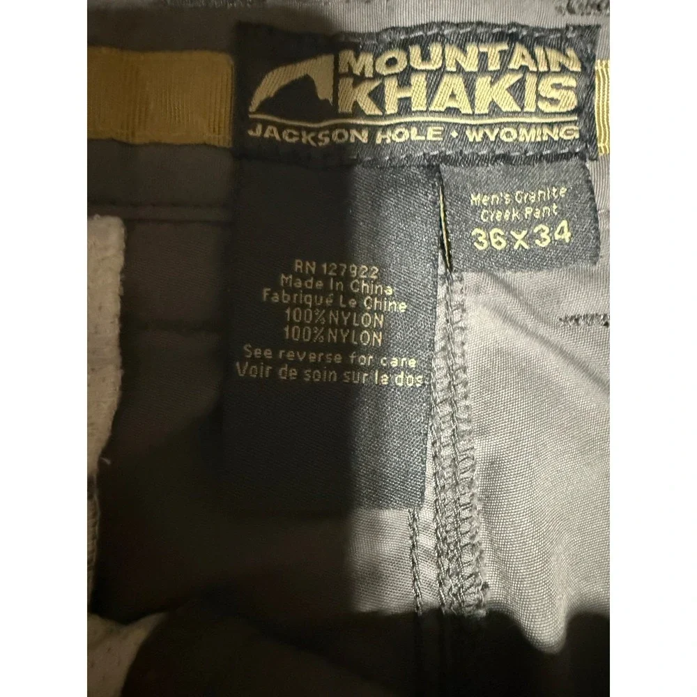 Mountain Khakis Granite Creek Pants Men's 36x34 Gray Nylon Hiking
